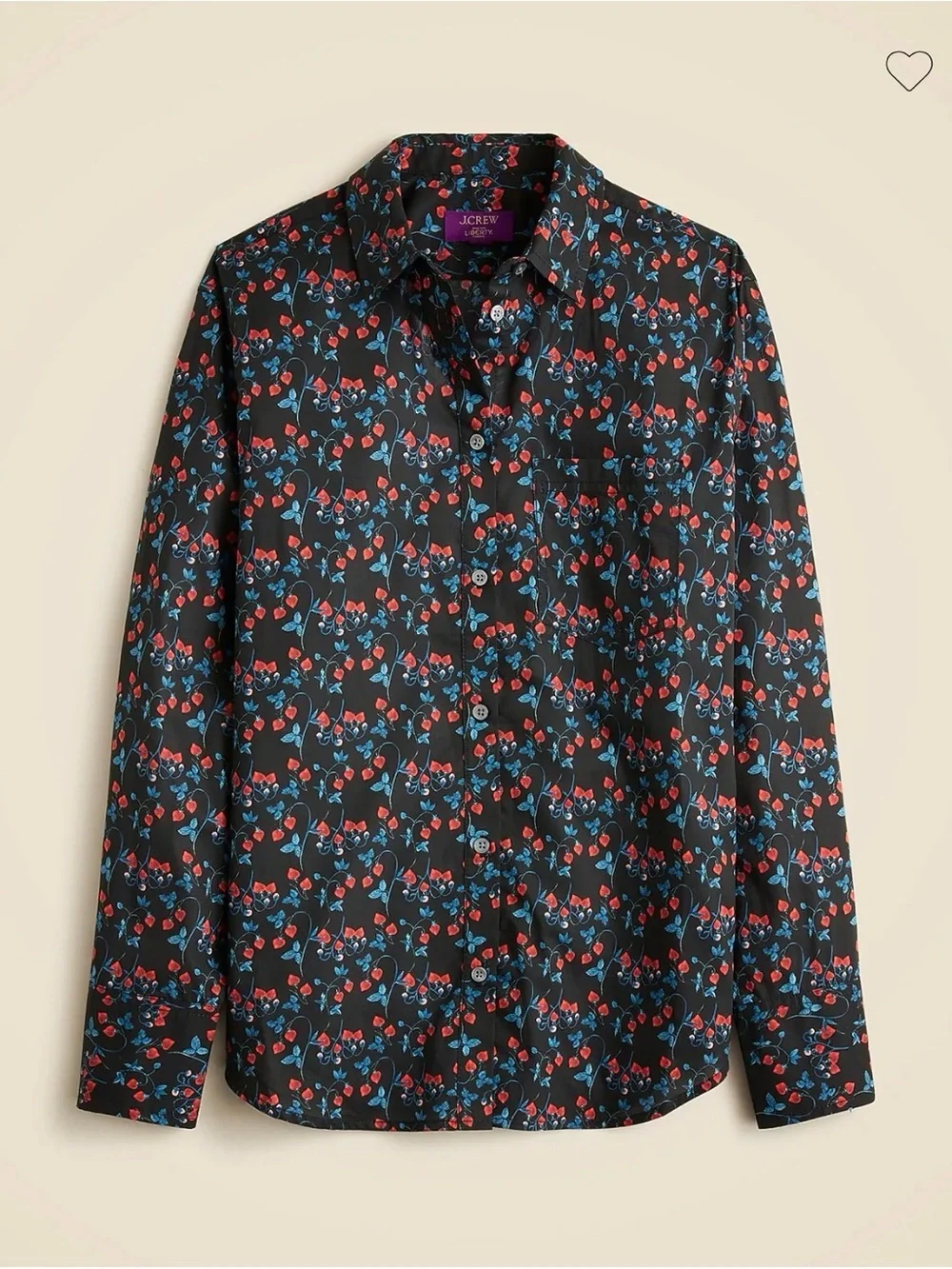 J.Crew Garçon Classic Shirt Liberty Tana Lawn Strawberry Black Size 20 Cotton
